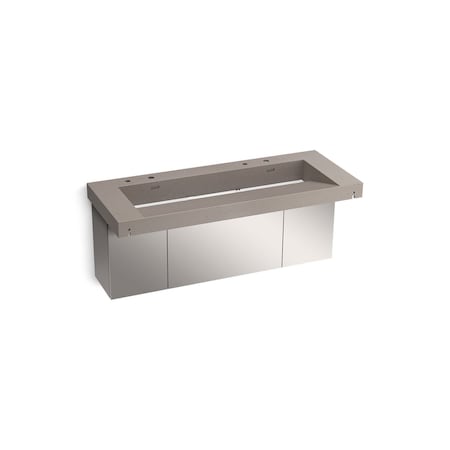 Kohler 60In Wall-Mount Trough Lavatory System In Concrete 81032-BSS-KCT